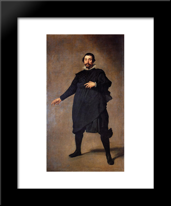 The Buffoon Pablo De Valladolid 20x24 Black Modern Wood Framed Art Print Poster by Velazquez, Diego
