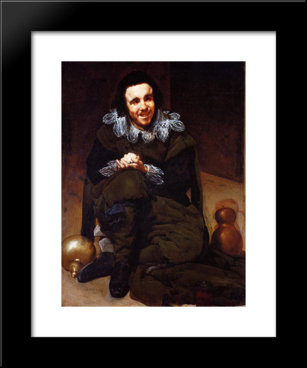 The Buffoon Calabazas 20x24 Black Modern Wood Framed Art Print Poster by Velazquez, Diego