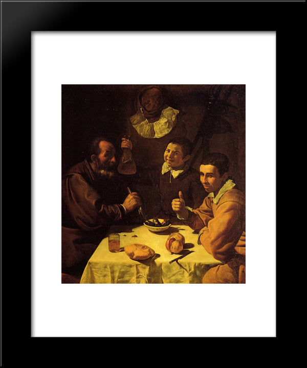 Three Men At A Table 20x24 Black Modern Wood Framed Art Print Poster by Velazquez, Diego