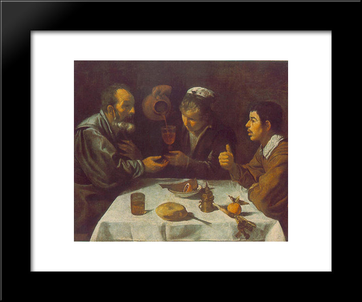 Peasants At The Table 20x24 Black Modern Wood Framed Art Print Poster by Velazquez, Diego
