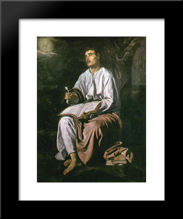 St John The Evangelist At Patmos 20x24 Black Modern Wood Framed Art Print Poster by Velazquez, Diego