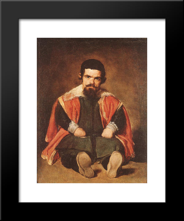 The Dwarf Sebastian De Morra 20x24 Black Modern Wood Framed Art Print Poster by Velazquez, Diego