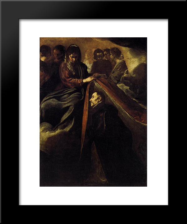 St Ildefonso Receiving The Chasuble From The Virgin 20x24 Black Modern Wood Framed Art Print Poster by Velazquez, Diego