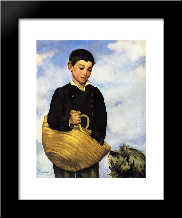 Boy With Dog 20x24 Black Modern Wood Framed Art Print Poster by Manet, Edouard