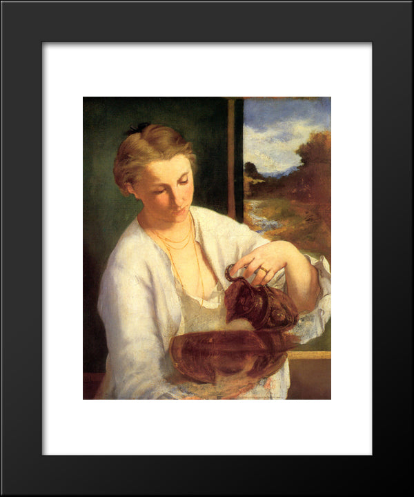 Woman Pouring Water 20x24 Black Modern Wood Framed Art Print Poster by Manet, Edouard