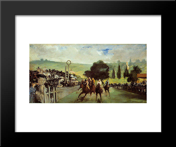 Racetrack Near Paris 20x24 Black Modern Wood Framed Art Print Poster by Manet, Edouard