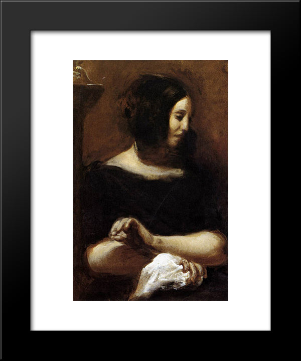 George Sand 20x24 Black Modern Wood Framed Art Print Poster by Delacroix, Eugene