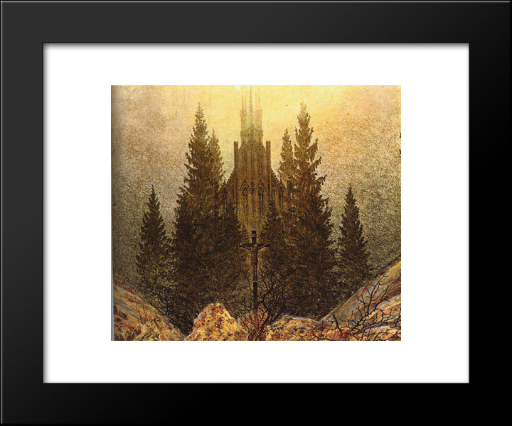 The Cross On The Mountain, Kunstmuseum At Dusseldorf 20x24 Black Modern Wood Framed Art Print Poster by Friedrich, Caspar David