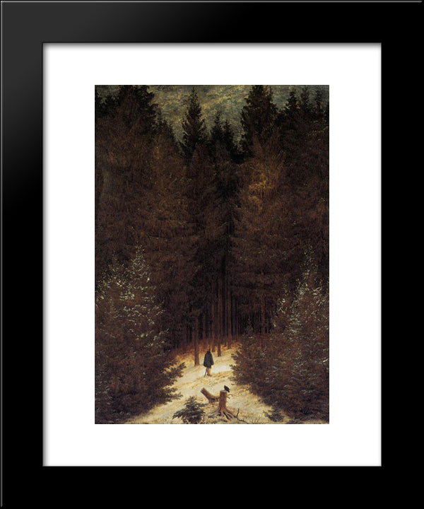 The Chasseur In The Forest 20x24 Black Modern Wood Framed Art Print Poster by Friedrich, Caspar David
