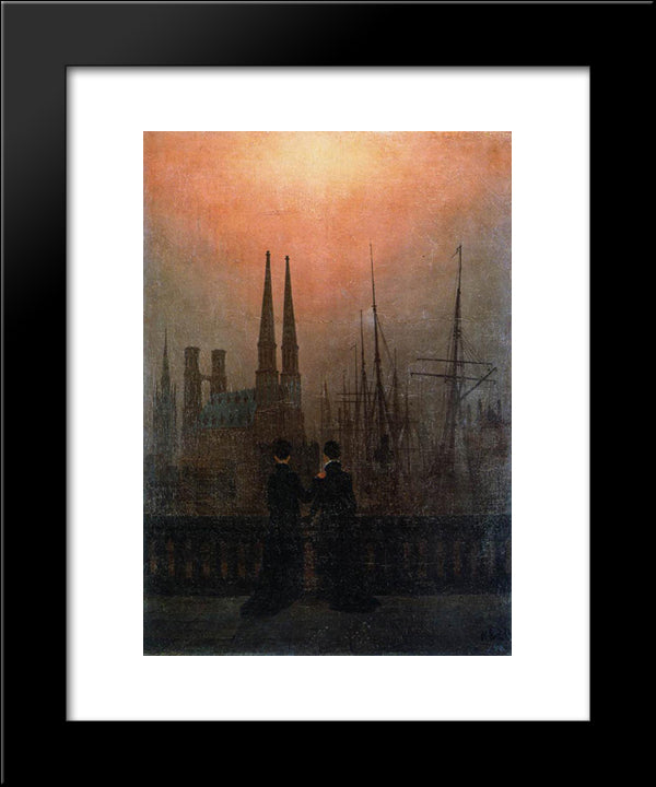 The Sisters On The Balcony 20x24 Black Modern Wood Framed Art Print Poster by Friedrich, Caspar David