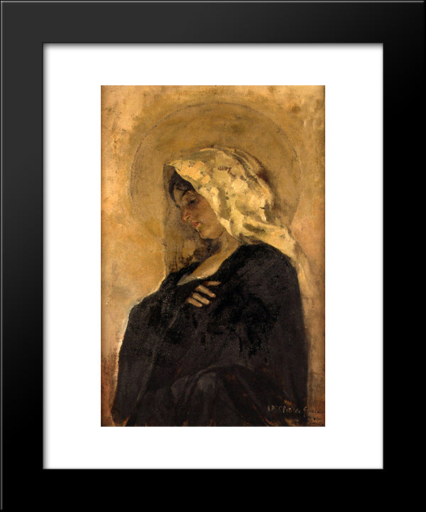 The Virgin Mary 20x24 Black Modern Wood Framed Art Print Poster by Sorolla, Joaquin