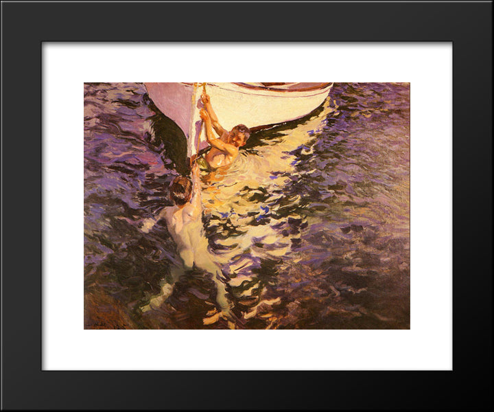 The White Boat 20x24 Black Modern Wood Framed Art Print Poster by Sorolla, Joaquin