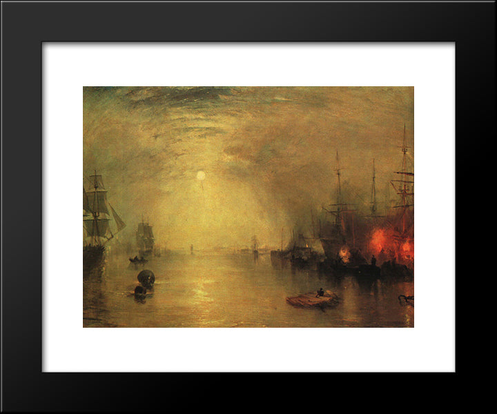 Keelman Heaving In Coals By Night 20x24 Black Modern Wood Framed Art Print Poster by Turner, Joseph Mallord William