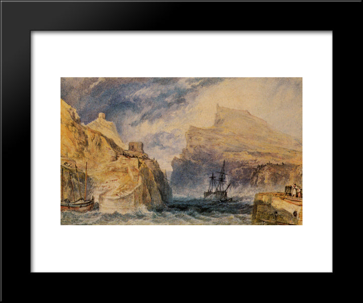Boscastle, Cornwall 20x24 Black Modern Wood Framed Art Print Poster by Turner, Joseph Mallord William