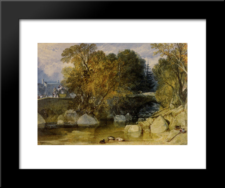 Ivy Bridge, Devonshire 20x24 Black Modern Wood Framed Art Print Poster by Turner, Joseph Mallord William