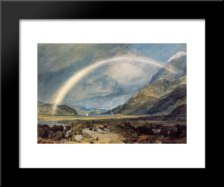 Kilchern Castle, With The Cruchan Ben Mountains, Scotland Noon 20x24 Black Modern Wood Framed Art Print Poster by Turner, Joseph Mallord William