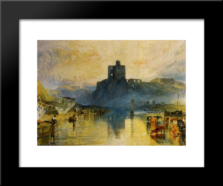 Norham Castle, On The River Tweed 20x24 Black Modern Wood Framed Art Print Poster by Turner, Joseph Mallord William