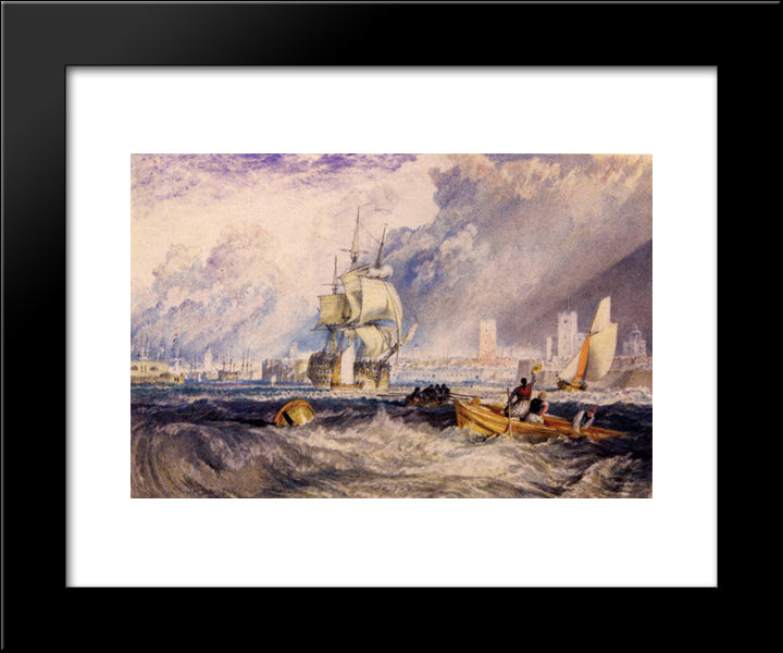 Portsmouth 20x24 Black Modern Wood Framed Art Print Poster by Turner, Joseph Mallord William