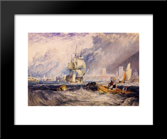 Portsmouth 20x24 Black Modern Wood Framed Art Print Poster by Turner, Joseph Mallord William