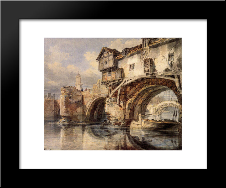 Welsh Bridge At Shrewsbury 20x24 Black Modern Wood Framed Art Print Poster by Turner, Joseph Mallord William