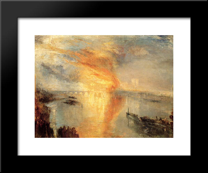 The Burning Of The Houses Of Parliament 20x24 Black Modern Wood Framed Art Print Poster by Turner, Joseph Mallord William