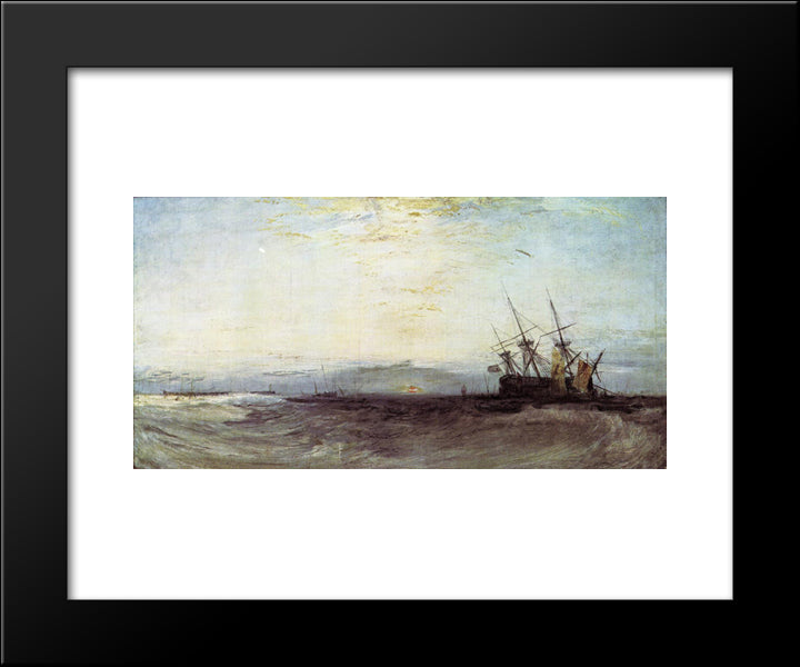 A Ship Aground 20x24 Black Modern Wood Framed Art Print Poster by Turner, Joseph Mallord William