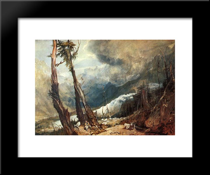 Glacier And Source Of The Arveron, Going Up To The Mer De Glace 20x24 Black Modern Wood Framed Art Print Poster by Turner, Joseph Mallord William