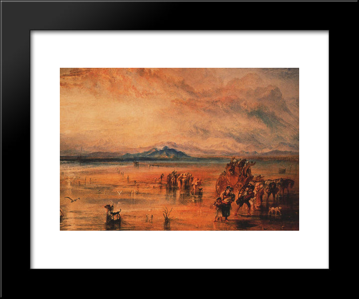 Lancaster Sands 20x24 Black Modern Wood Framed Art Print Poster by Turner, Joseph Mallord William