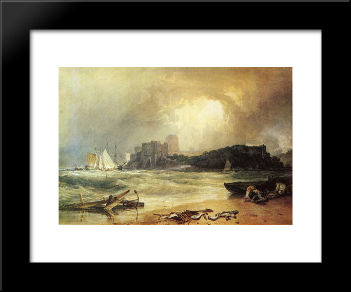 Pembroke Caselt, South Wales: Thunder Storm Approaching 20x24 Black Modern Wood Framed Art Print Poster by Turner, Joseph Mallord William