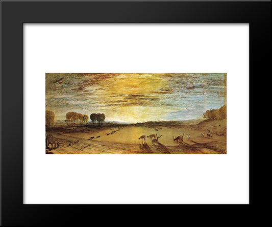 Petworth Park: Tillington Church In The Distance 20x24 Black Modern Wood Framed Art Print Poster by Turner, Joseph Mallord William
