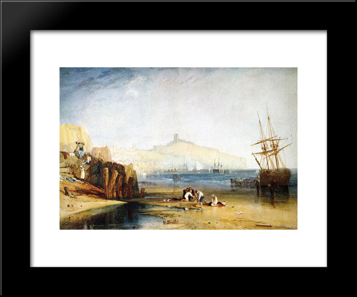 Scarborough Town And Castle: Morning: Boys Catching Crabs 20x24 Black Modern Wood Framed Art Print Poster by Turner, Joseph Mallord William
