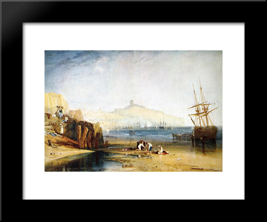 Scarborough Town And Castle: Morning: Boys Catching Crabs 20x24 Black Modern Wood Framed Art Print Poster by Turner, Joseph Mallord William