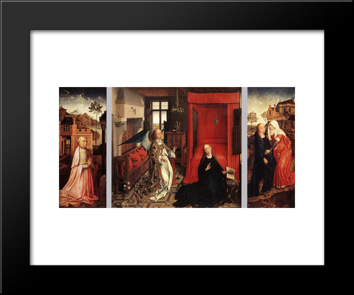 Annunciation Triptych 20x24 Black Modern Wood Framed Art Print Poster by van der Weyden, Rogier