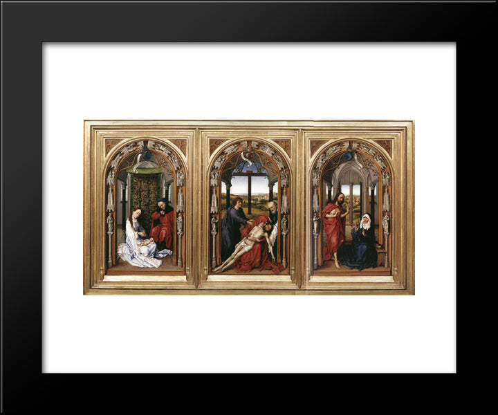 Miraflores Altarpiece 20x24 Black Modern Wood Framed Art Print Poster by van der Weyden, Rogier