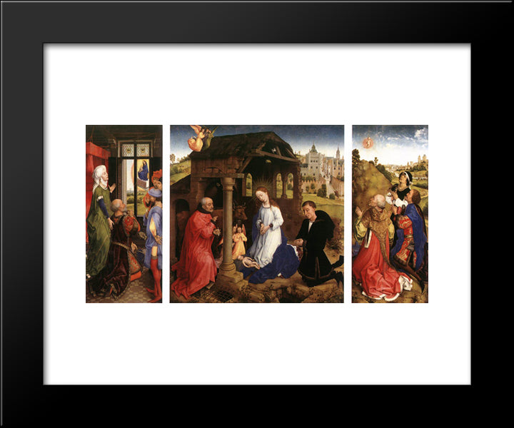 Bladelin Triptych 20x24 Black Modern Wood Framed Art Print Poster by van der Weyden, Rogier