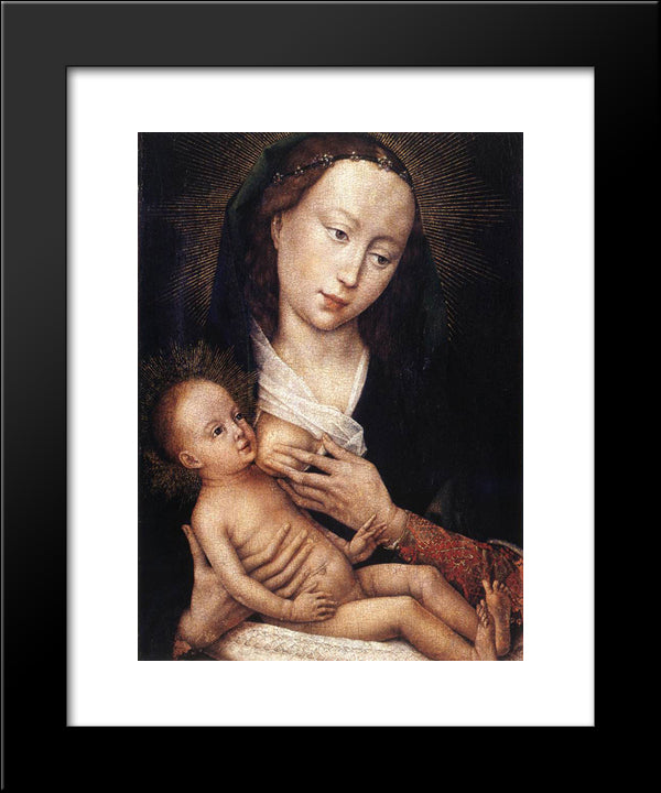 Portrait Diptych Of Jean De Gros: Left Wing 20x24 Black Modern Wood Framed Art Print Poster by van der Weyden, Rogier