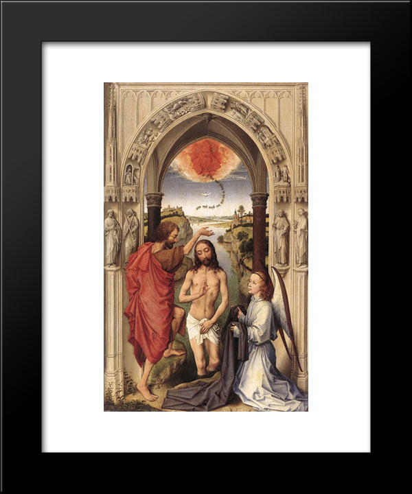 St John The Baptist Altarpiece ' Central Panel 20x24 Black Modern Wood Framed Art Print Poster by van der Weyden, Rogier