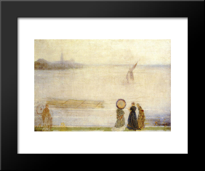 Battersea Reach 20x24 Black Modern Wood Framed Art Print Poster by Whistler, James McNeill