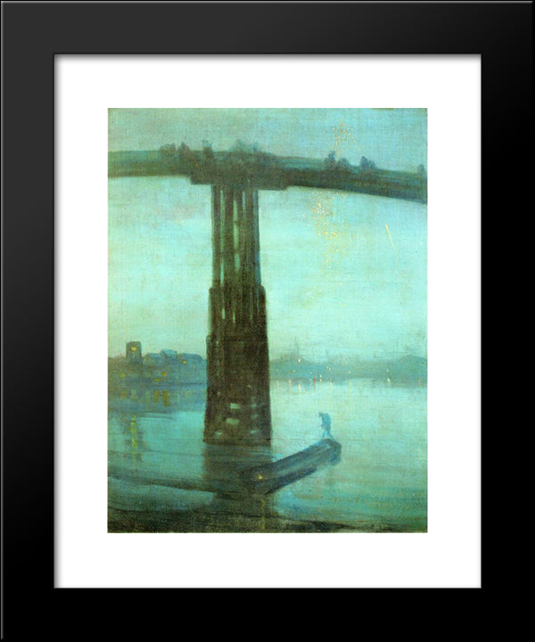 Nocturne: Blue And Gold ' Old Battersea Bridge 20x24 Black Modern Wood Framed Art Print Poster by Whistler, James McNeill