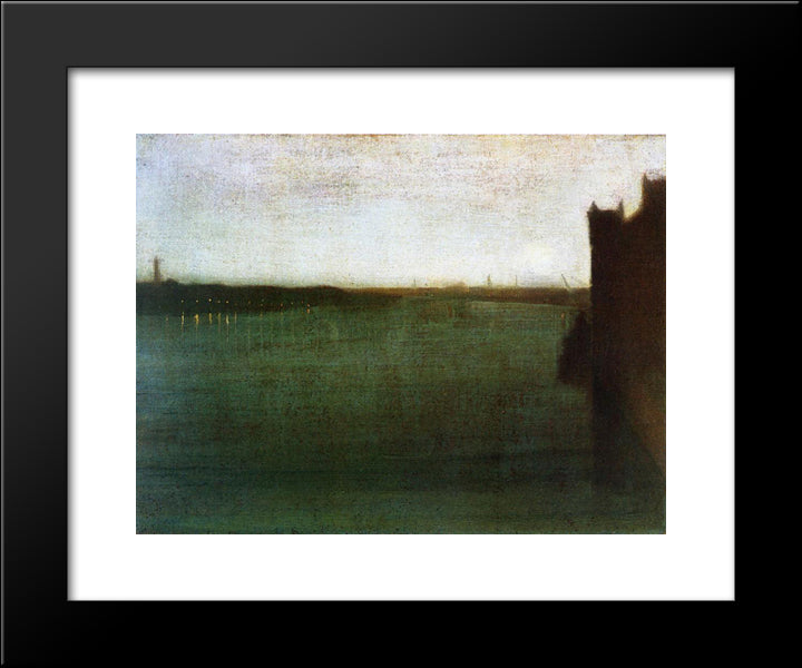 Nocturne: Grey And Gold 20x24 Black Modern Wood Framed Art Print Poster by Whistler, James McNeill