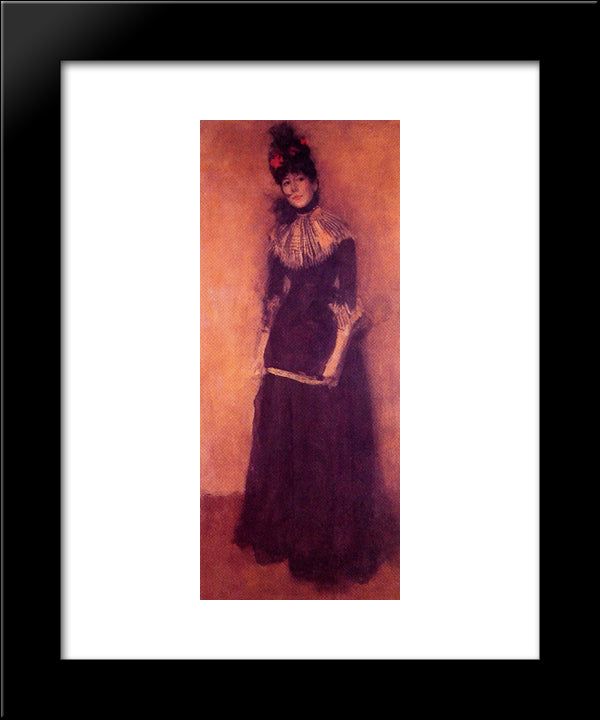 Rose Et Argent: La Jolie Mutine 20x24 Black Modern Wood Framed Art Print Poster by Whistler, James McNeill