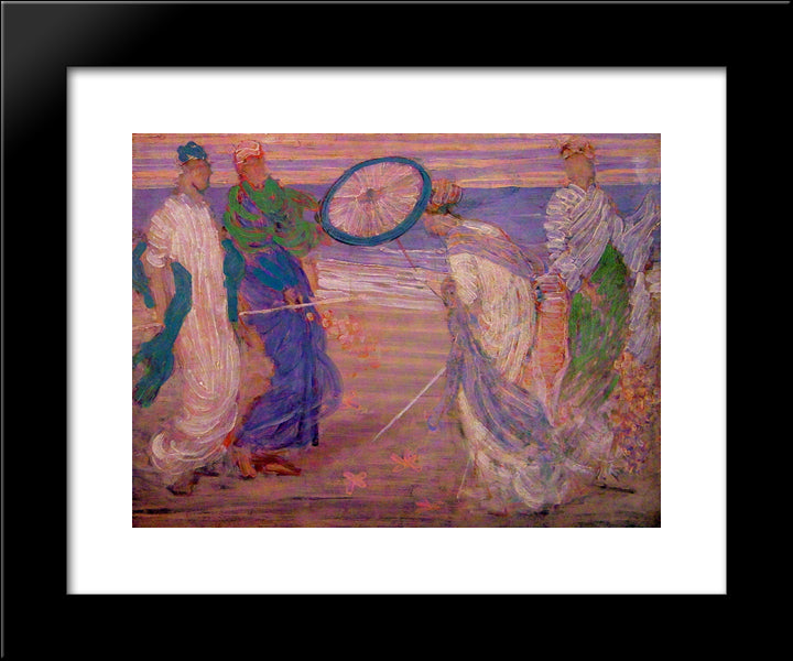 Symphony In Blue And Pink 20x24 Black Modern Wood Framed Art Print Poster by Whistler, James McNeill