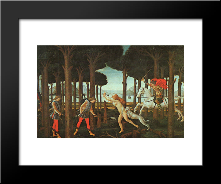 The Story Of Nastagio Degli Onesti (First Episode) 20x24 Black Modern Wood Framed Art Print Poster by Botticelli, Sandro