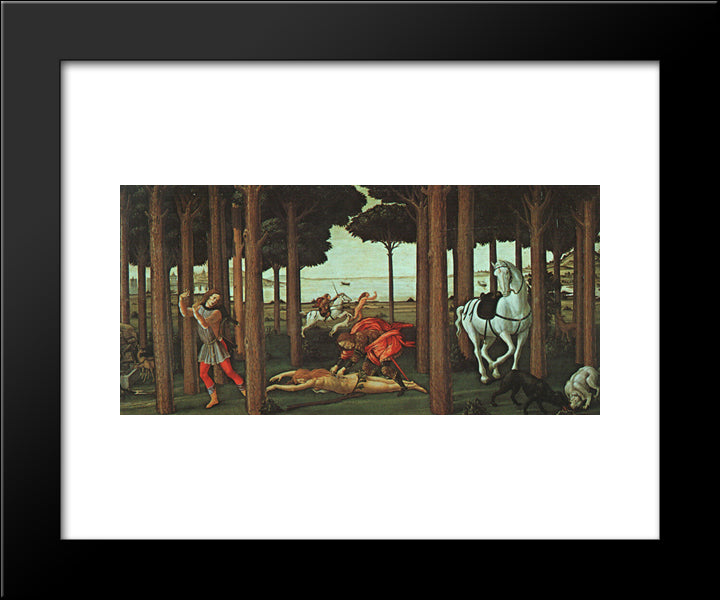 The Story Of Nastagio Degli Onesti (Second Episode) 20x24 Black Modern Wood Framed Art Print Poster by Botticelli, Sandro