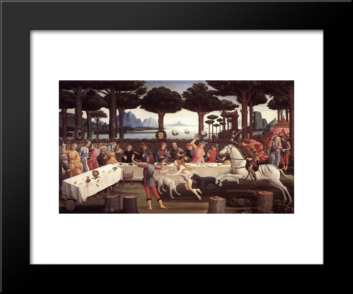 The Story Of Nastagio Degli Onesti (Third Episode) 20x24 Black Modern Wood Framed Art Print Poster by Botticelli, Sandro