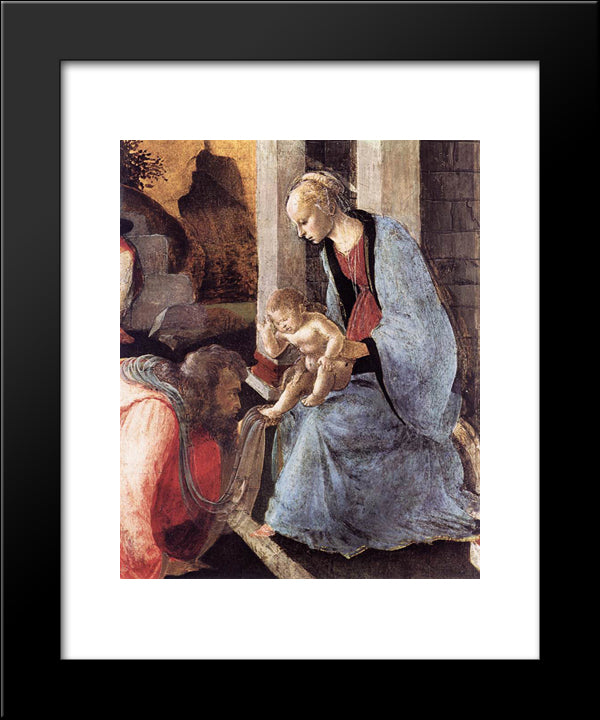 Adoration Of The Magi (Detail) 20x24 Black Modern Wood Framed Art Print Poster by Botticelli, Sandro