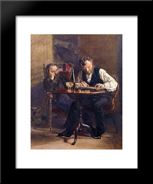 The Zither Player 20x24 Black Modern Wood Framed Art Print Poster by Eakins, Thomas