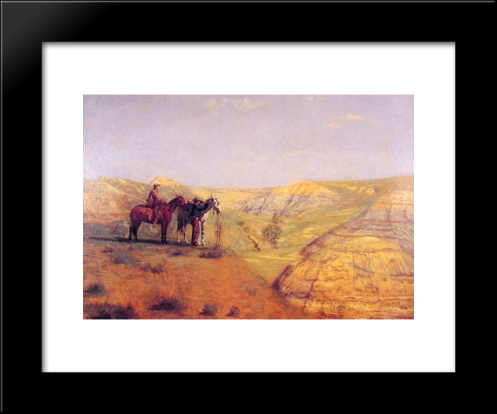 Cowboys In The Badlands 20x24 Black Modern Wood Framed Art Print Poster by Eakins, Thomas