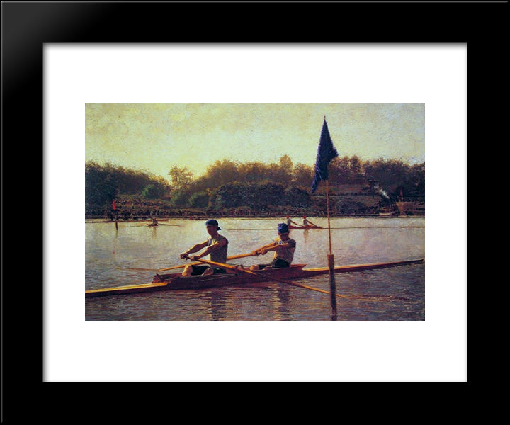 The Biglin Brothers Turning The Stake 20x24 Black Modern Wood Framed Art Print Poster by Eakins, Thomas