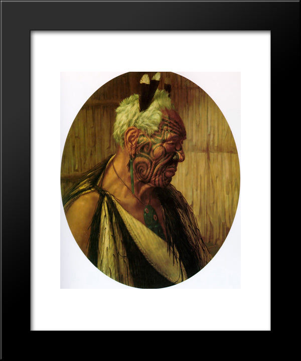 A Noble Relic Of A Noble Race: Wharekauri Tahuna 20x24 Black Modern Wood Framed Art Print Poster by Goldie, Charles